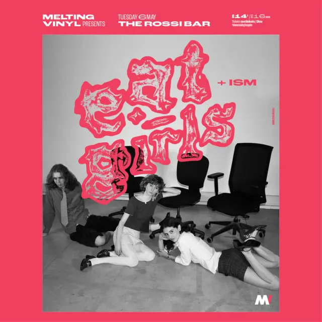 @eatgrrls + @ismband_ play @therossibar on Tuesday 6th May

Pop, post-punk, minimal synth, kraut, dub - eat-girls is a three-piece band from France, carefully crafting songs in their apartment. Their songs work through their train of thought and, akin to a dream, paint obsessing and intriguing shapes.
On stage, Amélie, Elisa and Maxence use their three voices, bass, guitar, synths, computer and various objects to revamp their produced material.

Brighton’s ism can be anything and everything; the three-piece change their theme for every gig they do, transforming each concert into a new world of art and captivating performance. Dynamic, bold art-rock, art-pop - these three are genre fluid, indie, playful, colourful, raw, powerful, female fronted and engaging. 

Doors 7.30pm / Start 8pm
£14 adv / £16 on the door
Tickets and info: https://bit.ly/MeltingVinylTickets
@meltingvinylbrighton 

Big up @bimm_brighton for ism.