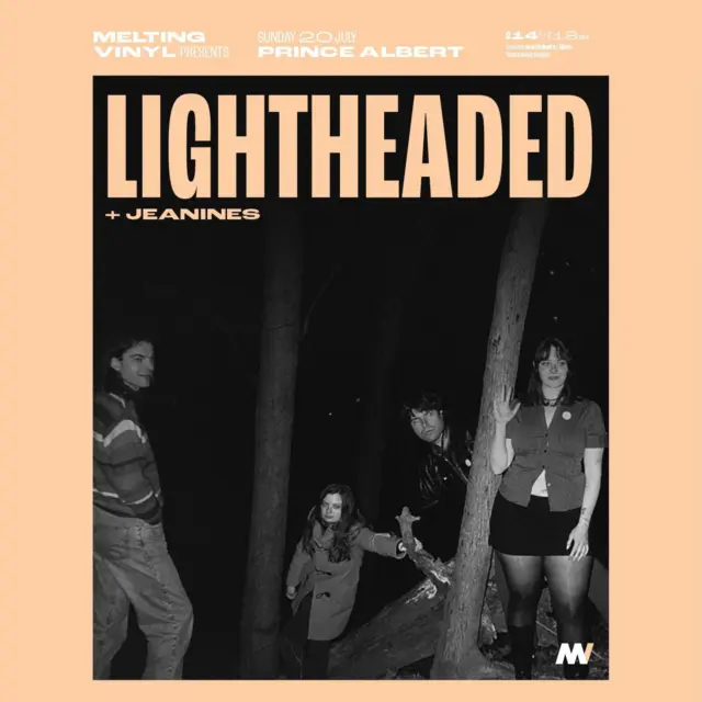 A summer's night of sparkly indie pop with Lightheaded + Jeanines + special guests.

Carrying on the long tradition of sentimental pop songwriters, U.S.'s Lightheaded @lightheadedband distills decades of jangly, lovelorn tunes into sparkling sounds for modern softies. They have the sunshine sparkle of Margo Guryan, the C86 charm of Dolly Mixture, and the cinematic swell of Belle & Sebastian: a simple case of pure pop for now people.

The band have signed to Skep Wax @skepwax records in the UK to release a new EP, Thinking Dreaming Scheming, their most collaborative and earnest release to date. Expect baroque pop that feels warm and dusty and adding to all the fun are the cameos and contributions from the new generation of New York indie pop goodness.

Jeanines @jeaninesnyc - Alicia Jeanine and Jed Smith - have charted a distinctive course through the history of pop, evoking influences as varied as the 60s folk of early Fairport Convention and Vashti Bunyan, the sunshine pop of Margo Guryan and the post-Black Tambourine projects of Pam Berry.
Their new album, "How Long Can It Last," finds Jeanines combining richly melodic tunes with crisp arrangements and melodies and harmonies which are simply heavenly, elevating these economical songs to give each the feeling of a lost classic.

Tickets and further info:
https://bit.ly/MeltingVinylTickets
@meltingvinylbrighton

Melting Vinyl presents
Lightheaded + Jeanines at The Prince Albert, Brighton on Sunday 20th July
Doors: 8pm. Show starts: 8.30pm.
£14 in advance with booking fee /£18 on the door
Age restrictions: 18+