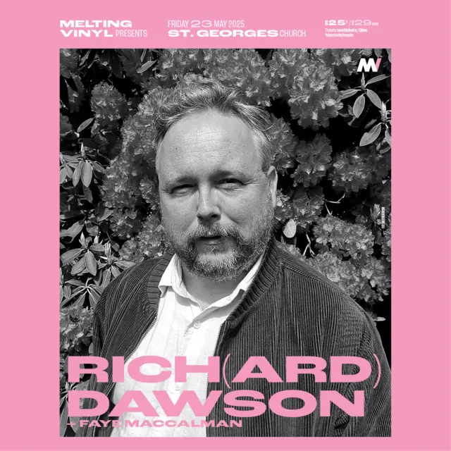 ✨ Sharing the Running Order for this much anticipated show. 

19.00: Doors Open 
19.45 - 20.15: Faye MacCalman
20.45: Richard Dawson 

Rich(ard) Dawson @richarddawsonofficial + Faye Maccalman @fayemaccalman play St George's Church @st.georgeschurchevents #Brighton, BN2 1ED this Friday, 23rd May.

Rich(ard) Dawson returns with news of his latest record End of the Middle. By stripping things to a bare bones essence, what is revealed is a remarkably poised, oddly elegant and beautiful collection of songs - unquestionably some of Dawson’s finest work to date.

“I wanted this album to be small-scale and very domestic,” he explains. “To be stripped back, reconnect with the basics and let everything speak for itself – to be really stark and naked by just putting the words and melodies out there.”

Faye MacCalman is a performer, composer-songwriter and improviser on saxophone, clarinet, voice and electronics. She fuses experimental songwriting with free-weaving melodies and enveloping rhythms drawing on jazz, folk and rock music inspired by under the surface emotional worlds; playfully merging magical realism with raw realities.

"Providing food for thought on what jazz is and can become" ~ BBC.

Limited tickets and info: https://bit.ly/MeltingVinylTickets
@meltingvinylbrighton