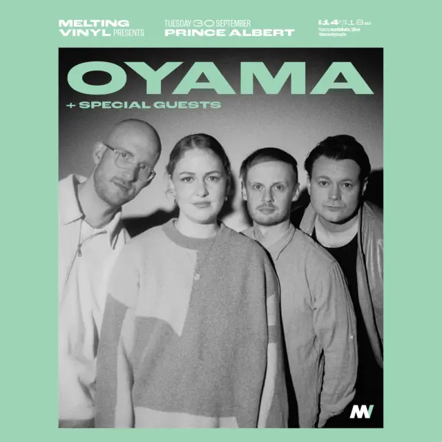 Oyama @oyamaband - a five-piece shoegaze/indie collective - plus special guests play @theprincealbertbrighton on Tuesday 30th September.

Oyama is a five-piece shoegaze/indie collective from Reykjavík who has just released their second full-length album Everyone Left, which finds Oyama strikes a balance between elusive reality and tangible dreams. 

Their new album has a contemplative vibe and shares thematic threads with its predecessor; their idiosyncratic songwriting earning recognition from leading music media. As KEXP's Jim Beckmann noted, "Sharing a name with the relatively small Japanese central city, [the band] has grown into a sonic metropolis of multiple influences, from psychedelic to ambient."

Featuring guitarist Alison MacNeil from cult Icelandic-Canadian math rock unit Kimono, Oyama creates a sound that combines a steady urban pulse with serenity, and with guitar delay causing ripples on the sonic pond, their sound is truly immersive.
Tracks were recorded at Sundlaugin studio of Sigur Rós and mixed by Árni Hjörvar Árnason (The Vaccines).

Melting Vinyl presents
Oyama + special guests at The Prince Albert, Brighton on Tuesday 30th September.
Doors: 8pm. Show starts: 8.30pm
£14 + bf in advance / £18 on the door
18+

Tickets and further info:
https://bit.ly/MeltingVinylTickets
@meltingvinylbrighton