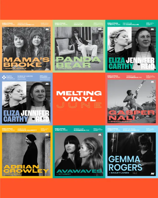 During June we’re expecting poetic songwriting; powerful folk songs; danceable afro
beats; joyful harmonys; ambient dreamy guitar; euphoric violin, piano, and synth; punky, danceable alt-pop; and rousing songs with passionate oratory.
 
You can head to our website to see details of all of our upcoming shows @meltingvinyl
Do please feel free to contact us with any quieries you may have about our events
- we're always happy to hear from you. 

With ~
@crowonafence 
@saraw0lff 
@mamasbroke 
@thefolklorerooms 
@gasper_nali 
@pandabearofficial 
@mariareis_musica
@avawavesmusic 
@wyldest 
@gemma_rogers_music_ 
@elizacarthh
@jenniferballadss 

@theprincealbertbrighton 
@chalk_venue 
@komedia_brighton 
@thefolklorerooms 
@creativefstone

#musicscene