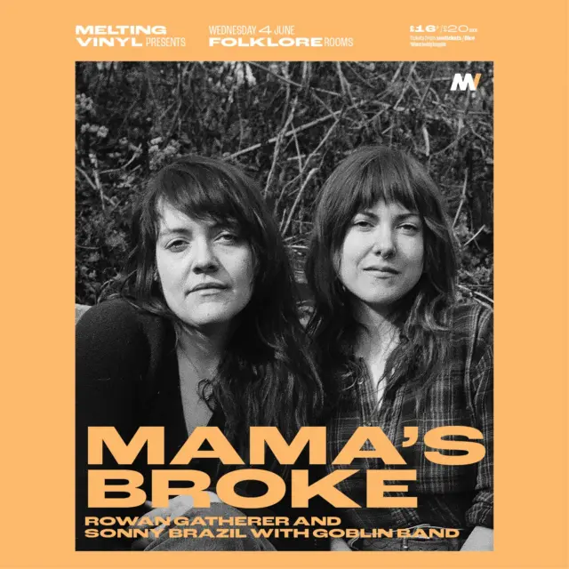 Sharing the runnning order for this much-anticipated show at The Folklorerooms @thefolklorerooms #Brighton THIS Wednesday, 4th June. 

19.30 Doors Open 
19.30 - 20.00 DJ/Playlist - Finding Land Folk Show
20:00 - 20.30 Rowan Gatherer and Sonny Brazil with Goblin Band
20.30 - 21.00 DJ/Playlist - Finding Land Folk Show
21.00 Mama's Broke 

DJ playlist: Nick from Finding Land Folk Show @finding_land_folk_show shares sounds celebrating traditional and contemporary folk music from the UK and beyond. 

Rowan Gatherer and Sonny Brazil are both members of the Goblin Band @goblin.band - re-energising traditional folk songs of Old England; lively, joyful and poignant interpretations.

Mama’s Broke @mamasbroke is a powerful folk duo that deliver a compelling performance with heart and raw energy. Although highly influenced by their Canadian roots, Lisa and Amy are based out of nowhere and everywhere. Drawing from old-time, Quebecois, blues, punk, Celtic, Balkan and doom metal, they create a soundscape that is both familiar and new.

"Multi-instrumentalists Amy Lou and Lisa Maria are masterful songwriters who sing their lyrics as incantations …twin prophets who bend our ear effortlessly and beckon us ever forward." ~ Kaia Kater

Tickets and info: 🎟 https://bit.ly/MeltingVinylTickets
@meltingvinylbrighton

#folkmusic #folk #folkmusic #livemusic 💥#folkmusicians